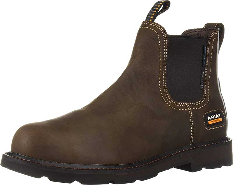 Best Lightweight Work Boots | Ariat Groundbreaker Chelsea Waterproof Steel Toe Work Boot – Men’s Leather Boots